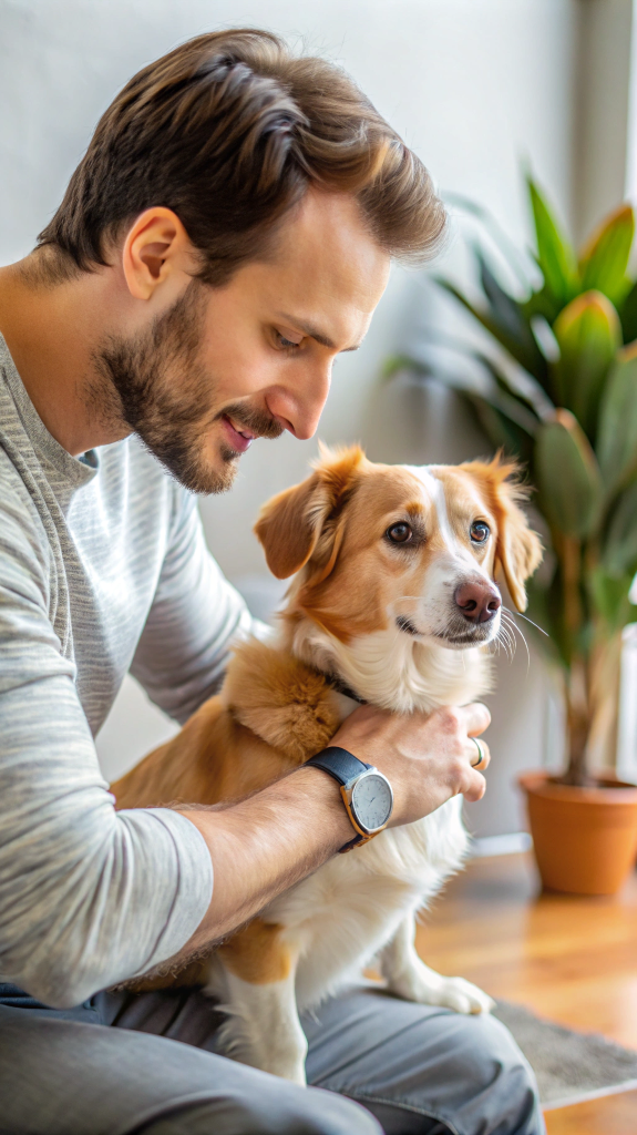 Pet owner with dog
