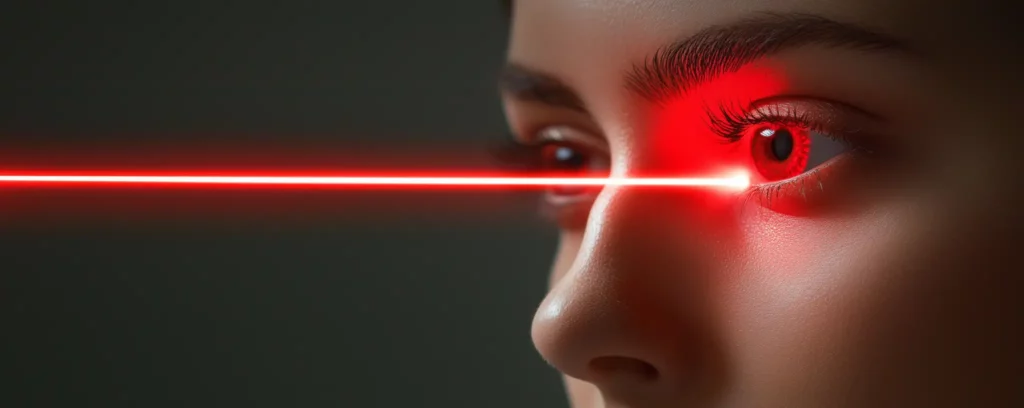 laser light shining into a person's eye