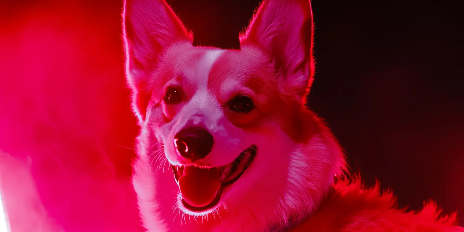 Red light on a happy dog