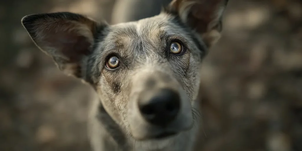 Beautiful dog looking away from camera