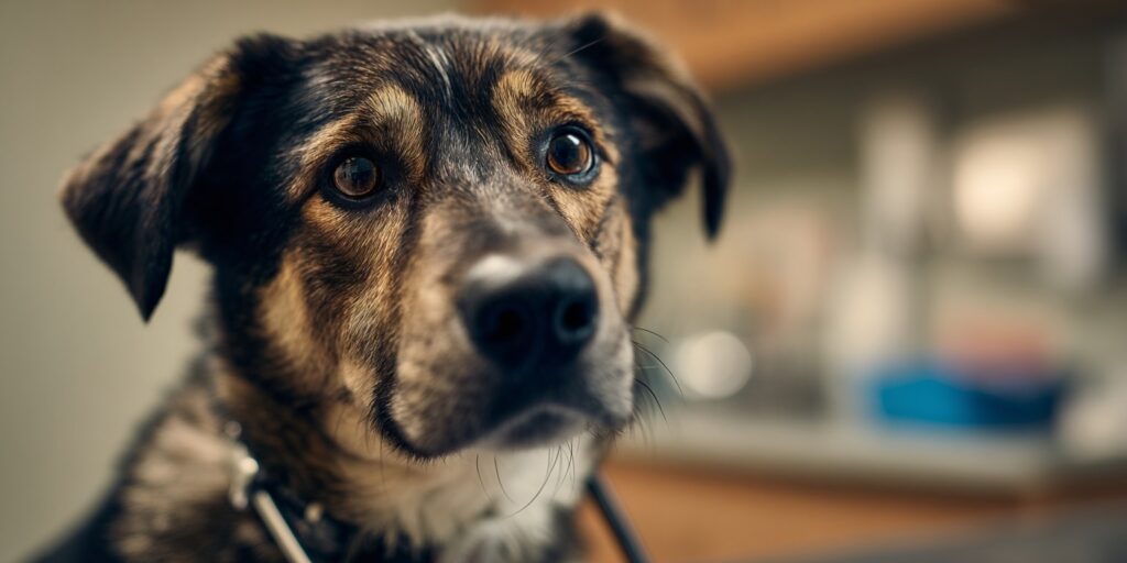 Dog looking at camera