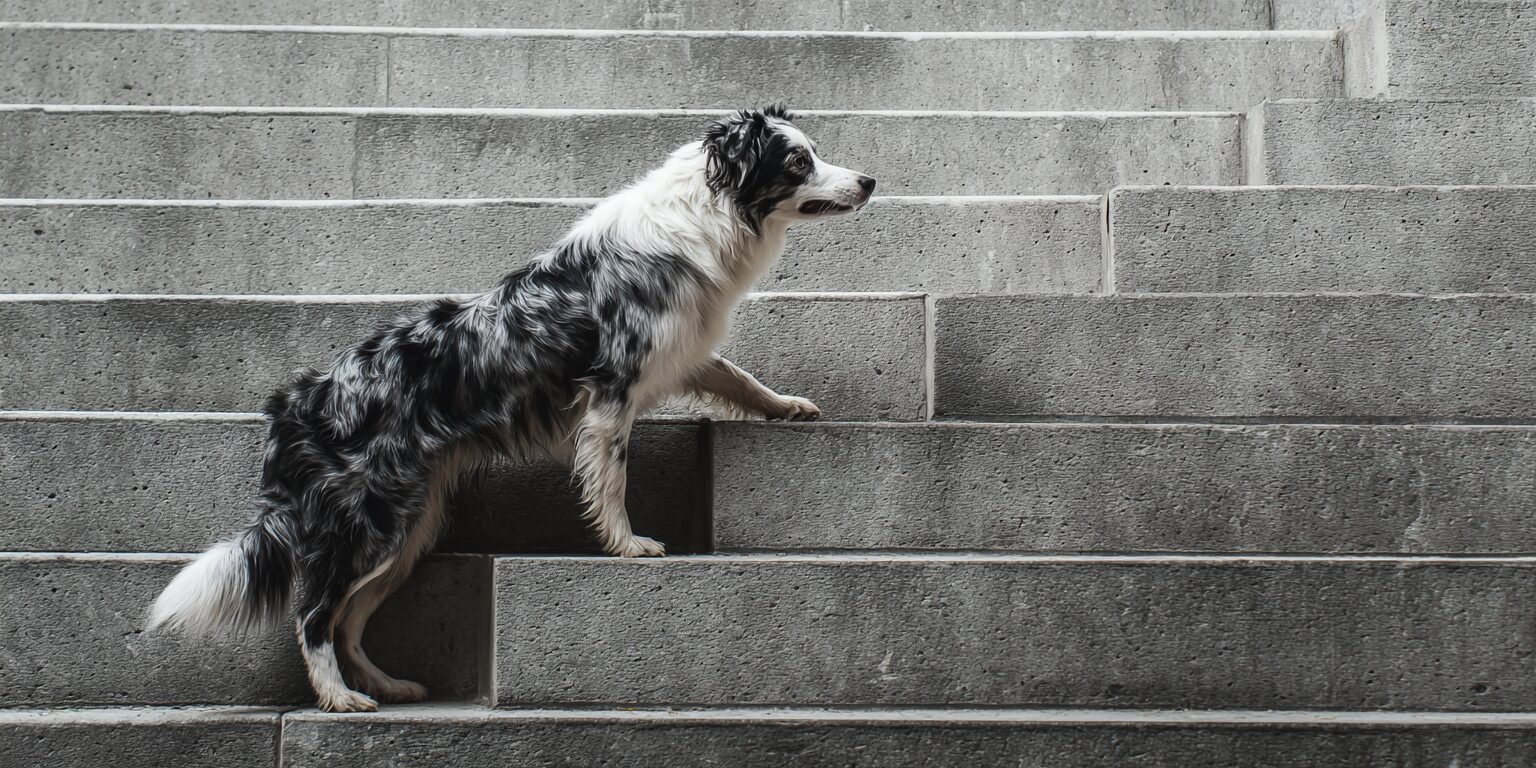 dog having difficulty with climbing stairs