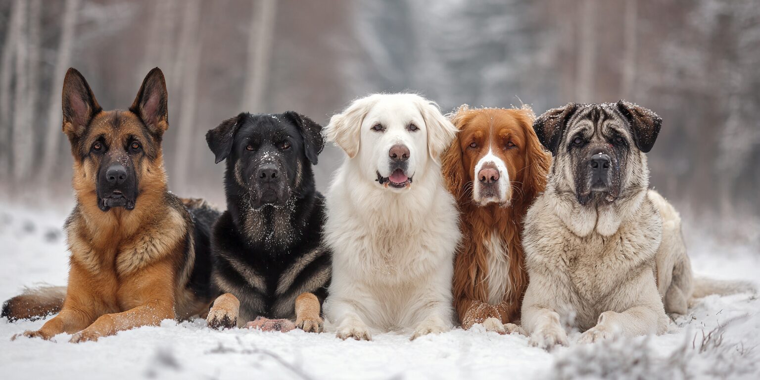 Which dogs are most likely to show hip dysplasia?