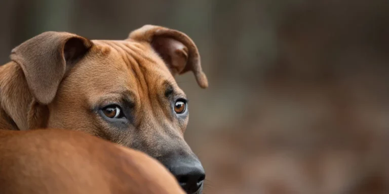 Dog with back to the camera looking at the camera
